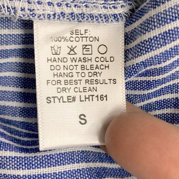 Love+Harmony Blue White Striped Cotton Embroidered Eyelet Tie Front Blouse S - Picture 4 of 14